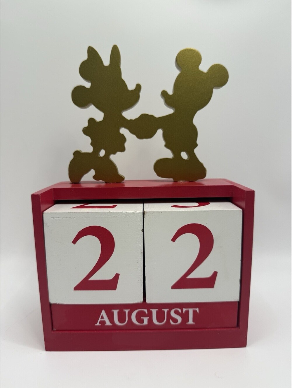 Disney Wood Block Calendar Gold Minnie and Mickey Mouse